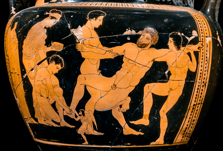  Classical period (c. 450–400 BCE) vase from Caudium depicting the death of the giant automaton Talos.